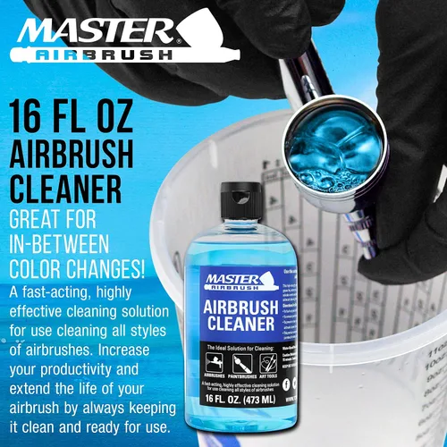 Miniatura 2 de Master Airbrush Limpiador, botella de pinta de 16 onzas – Solución de limpieza de acción rápida, elimina rápidamente la pintura acrílica a base