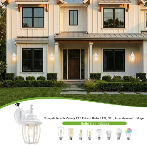 Miniatura 5 de LIT-PaTH Farol de pared para exteriores del atardecer al amanecer, aplique de pared como accesorio de iluminación de porche con base mediana E26