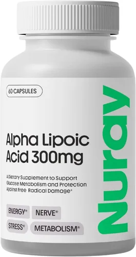 Nuray Ácido alfa lipoico 300 mg - Soporte nervioso, antioxidante, energía, reparación nerviosa, apoyo al metabolismo, 60 días, cápsulas