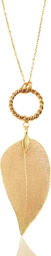 Miniatura 10 de Joyas de hoja de oro rosa y plata para mujer. Pendientes de hoja natural y collares circulares colgantes. Elegantes conjuntos de joyas colgantes.