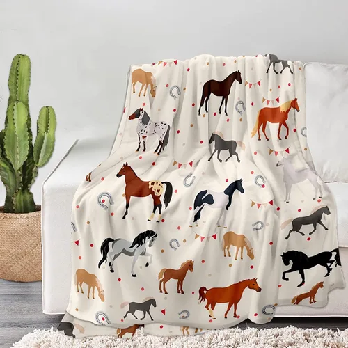 Miniatura 2 de Manta de caballo, suave y cálida manta de felpa de forro polar de 60 x 50 pulgadas, manta de franela suave y acogedora para cama, sofá, oficina