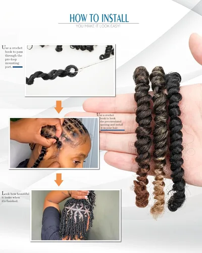 Miniatura 5 de Paquetes de extensiones de cabello de trenza de ganchillo Passion Twist - Combo de color mixto (6 paquetes 1B+1 paquete T1B/27+1 paquete T1B/30)