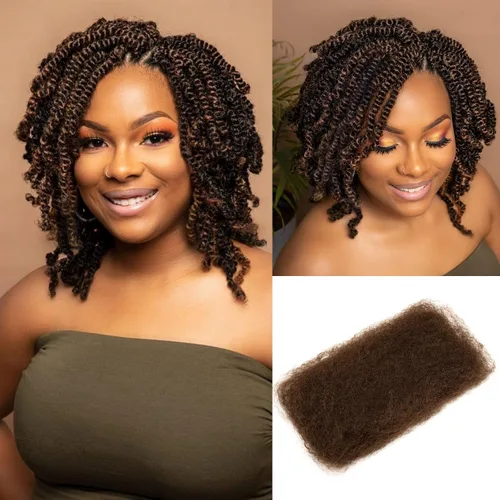 Miniatura 12 de Extensiones de cabello 100% humano afro a granel 100% humano, 3 paquetes de 5.29 oz de cabello rizado afro apretado a granel para hacer/reparar