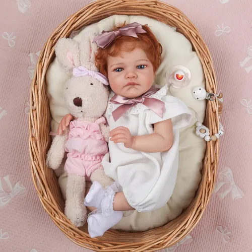 Miniatura 5 de WOOROY - Muñecas Reborn realistas para bebé niña de 20 pulgadas, muñecas recién nacidas con cabello rojo y ojos abiertos, cuerpo de tela