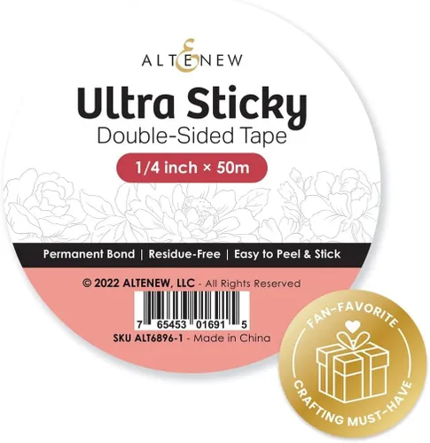Altenew Cinta ultra adhesiva de doble cara (1/4 pulgada × 164.0 ft), adhesivo permanente, adhesivo, fácil de despegar y pegar, adhesivo para