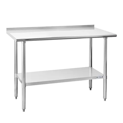 Miniatura 33 de Mesa de acero inoxidable para preparación y trabajo, con ruedas giratorias, mesa resistente, comercial NSF, con estante inferior y protector