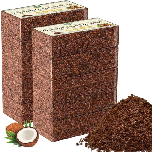 Halatool Paquete de 10 ladrillos de coco de coco, suelo de coco orgánico para plantas, nivelación, iniciador de semillas, mezcla para macetas,
