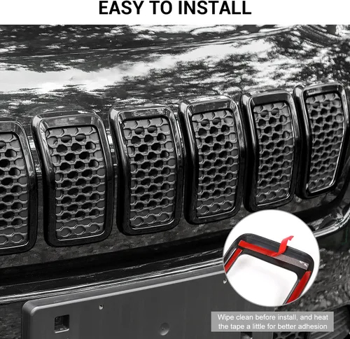 Miniatura 6 de JeCar Insertos de parrilla para Jeep Cherokee, insertos de rejilla delantera para Jeep Cherokee 2019-2025 (negro)