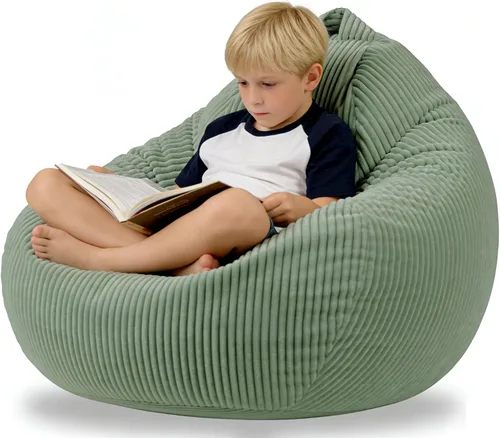 Miniatura 4 de ENBAOHUI Puf para niños, silla Comfoy de espuma viscoelástica con sofá de relleno, color verde