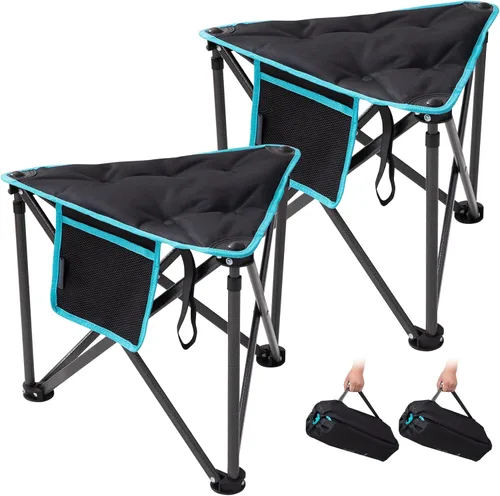 Miniatura 7 de FUNDANGO Taburete de Campamento Extragrande para Adultos, Otomán Plegable con Acolchado Grueso de 18.1 Pulgadas para Descansar los Pies, Silla