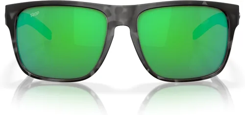 Miniatura 13 de Costa Man - Gafas de sol con montura negra mate, lentes de espejo verde, 2.323 in