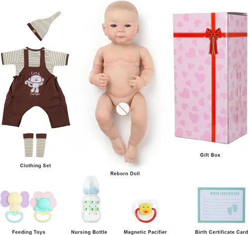 Miniatura 5 de Kdudgso Muñecas de bebé Reborn Niño 20" (51 cm), Muñeca de Bebé Realista que Parece Real Muñeca de Bebé Recién Nacido Sonriente, Cuerpo de Vinilo