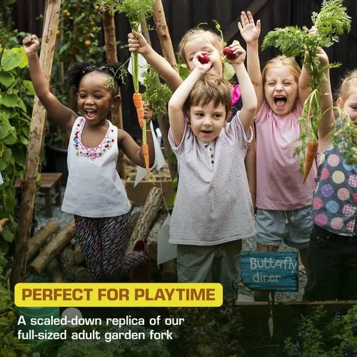 Miniatura 5 de Rugg Tenedor de mano de jardín para niños, mini herramienta de excavación de acero con mango de madera, herramienta de jardinería para niños