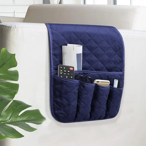 Miniatura 13 de Organizador de reposabrazos para sofá antideslizante, organizador de almacenamiento para sillón y junto a la cama para sofá reclinable con 5 Marrón