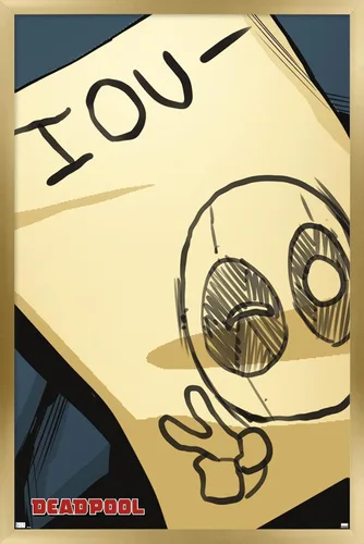 Miniatura 17 de Trends International Marvel Comics Deadpool - Póster de pared IOU, 14.725 x 22.375 pulgadas, versión enmarcada de madera de granero