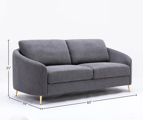 Miniatura 3 de Acme Muebles Yuina Sofá tapizado de tela y metal en gris y dorado