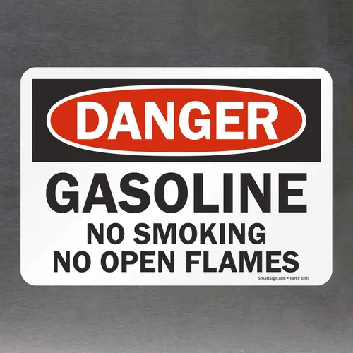 Miniatura 4 de SmartSign - U9-1240-ND_7x10 "Danger - Gasolina, No Smoking No Open Flames" Etiqueta Vinilo laminado de 7" x 10" Negro/Rojo sobre Blanco
