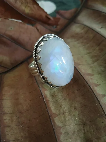Miniatura 7 de Anillo de piedra lunar arco iris, anillo de plata de ley 925, anillo seguro, regalo del día de la madre, estilo vintage, joyería exquisita, joyería