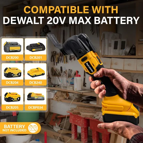 Miniatura 2 de Multiherramienta oscilante inalámbrica compatible con batería DeWalt 20V Max, solo herramienta, 6 velocidades 8,500-21,000 RPM, luz LED integrada