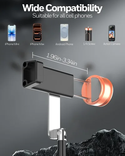 Miniatura 2 de Trípode selfie stick para iPhone y Android, soporte de trípode portátil para teléfono con control remoto Bluetooth, apertura de un clic, compacto