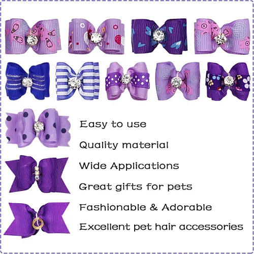 Miniatura 3 de PET SHOW 20 lazos para el pelo de perros pequeños con bandas de goma para cachorros, gatos, moño a juego, accesorios de aseo para el cabello