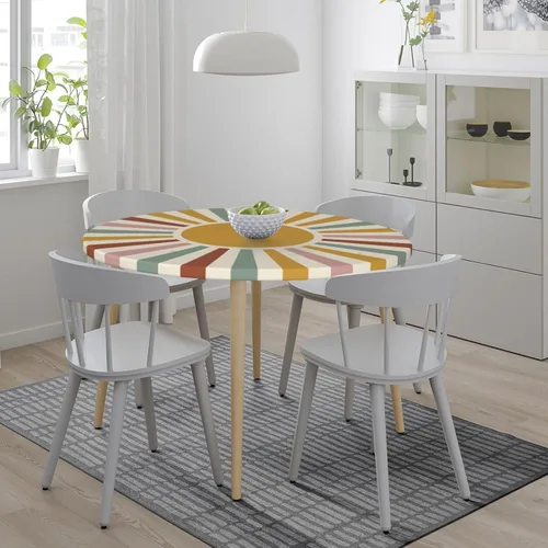 Miniatura 3 de Mantel elástico redondo bohemio con borde ajustable para mesa de 40 a 44 pulgadas de diámetro