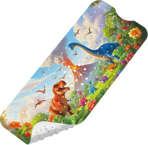 Tapete de Baño para Bebé Mejorado con Dibujos Animados Antideslizante - 40"x16" Extra Largo Tapete de Bañera para Bebé Ecológico Duradero Tapete de