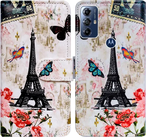 Miniatura 19 de Bcov Funda para Moto G Play 2023, diseño de pájaro negro y verde con tapa para teléfono con ranura para tarjetas, soporte para Motorola Moto G Play