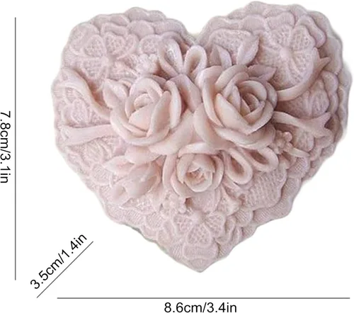 Miniatura 2 de Moldes de jabón de silicona de corazón floral delicado con flores hermosas para hacer jabón, moldes de silicona para chocolate, caramelos, pastel