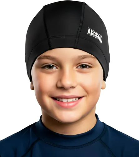 Miniatura 23 de Aegend Gorro de natación de tela, capa impermeable de silicona, gorra de natación de tela transpirable, mantiene el cabello seco con alta