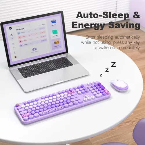 Miniatura 8 de Teclado y mouse inalámbricos, máquina de escribir, teclado de tamaño completo con teclado numérico y mouse conectado USB 2 en 1 para Windows 7/8/10