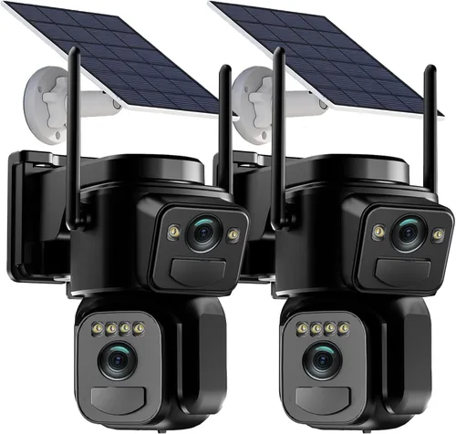 Miniatura 9 de Uniter Cámaras de seguridad solar de doble lente inalámbricas para exteriores, WiFi 5G/2.4G, visión de 360°, panorámica/inclinación, cámara