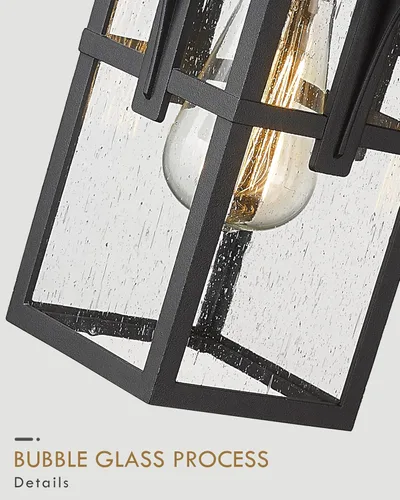 Miniatura 3 de HWH INVESTMENT Lámpara de pared para interiores y exteriores, con pantalla de vidrio sembrado, accesorios de luz impermeables para porche, puerta