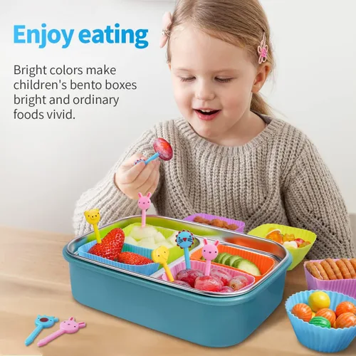 Miniatura 7 de Doiaz Divisores de lonchera de silicona, paquete Bento de 46 piezas para accesorios de almuerzo para niños, sin BPA, apto para lavavajillas