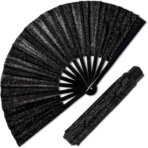 Miniatura 14 de GloFX Ventilador Plegable - Galaxy - Ventilador de Mano Plegable Grande Rave Clack para Hombres/Mujeres - para EDM, Festival de Música, Club