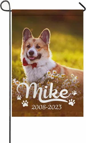 Miniatura 10 de Bandera conmemorativa personalizada para perros, banderas personalizadas con nombre de foto de mascota perdida, conmemoración para perros, Bandera