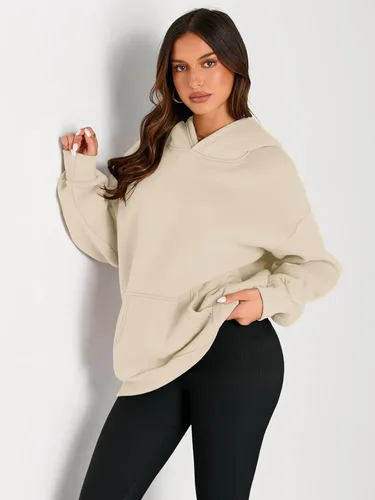 Miniatura 133 de Trendy Queen - Sudaderas extragrandes con capucha para mujer, suéteres de manga larga, sin botones, de vellón, de otoño, ropa de invierno