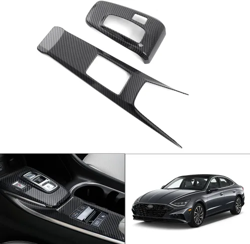 Miniatura 8 de Karltys Cubierta de panel de palanca de cambios para Dodge Challenger 2015-2024 2025+ + consola central de fibra de carbono, panel de palanca