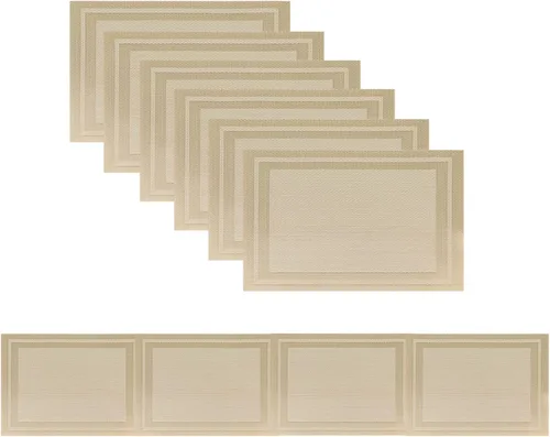 Manteles individuales, manteles individuales de PVC lavables, manteles individuales de vinilo tejido para mesa de comedor (6 manteles individuales y