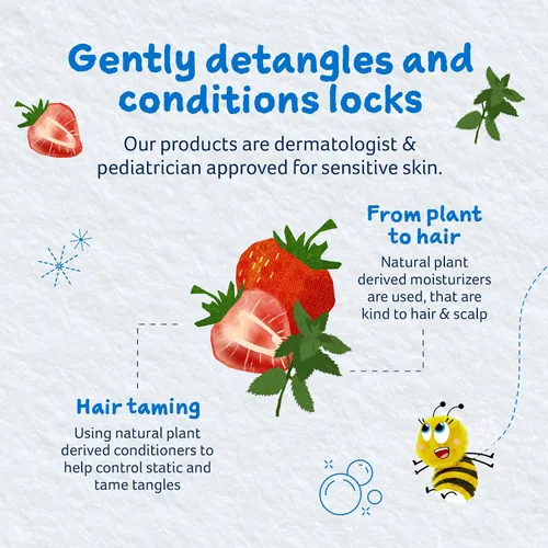 Miniatura 6 de Childs Farm, Acondicionador de cabello infantil para piel seca y sensible y cuero cabelludo, fresa y menta orgánica, acondiciona y nutre, vegano