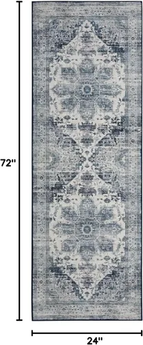 Miniatura 2 de COZYLOOM Alfombra de área de 2 x 6 pies, tribal, envejecida, para entrada, medallón vintage, alfombra para interiores, alfombra de pelo bajo, suave