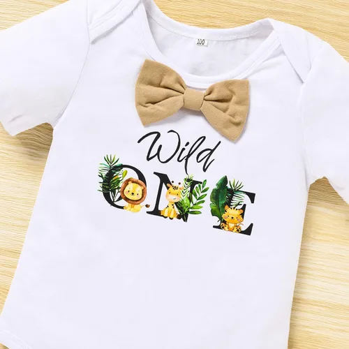 Miniatura 4 de GRNSHTS Ropa divertida de primer cumpleaños para bebé niño, mameluco con pajarita, mameluco para tartas
