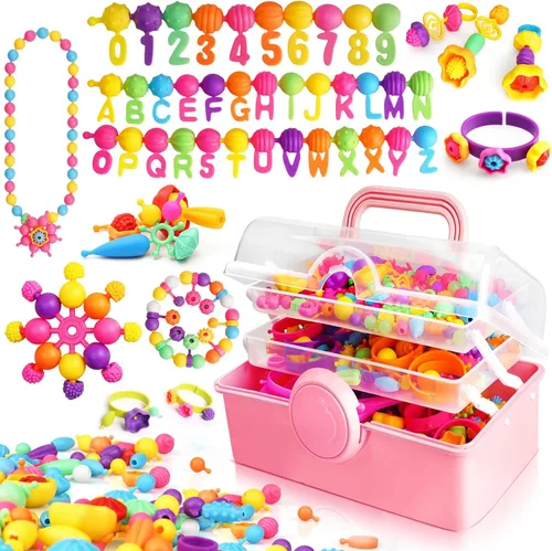 Miniatura 8 de FunzBo - Juego de joyas para niños y niñas. Juguetes con cuentas para anillos, diademas, collares y pulseras para bricolaje, para manualidades, kit
