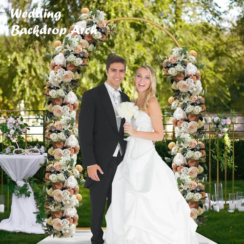 Miniatura 2 de Soporte de Arco de Boda de Metal de 6.6 Pies Dorado Cuadrado Marco de Fondo Arqueado para Fiesta Ceremonia Cumpleaños Nupcial Baby Shower Jardín