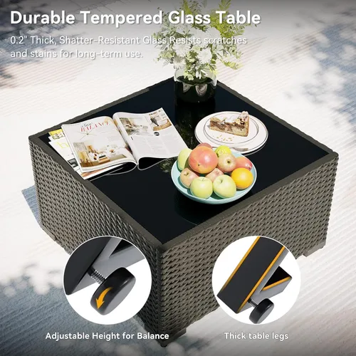Miniatura 8 de Aoxun Juego de muebles de patio, 7 piezas de sofás seccionales para exteriores con funda impermeable, mimbre de ratán para exteriores, juego