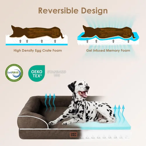 Miniatura 228 de EHEYCIGA – Cama ortopédica impermeable para perros pequeños, de espuma viscoelástica tipo caja de huevos, con bordes elevados y base antideslizante