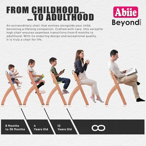 Miniatura 4 de Silla alta de madera Abiie Beyond Junior con bandeja - Trona ajustable y convertible para bebés y niños pequeños - De 6 meses a 113 kg - Resistente