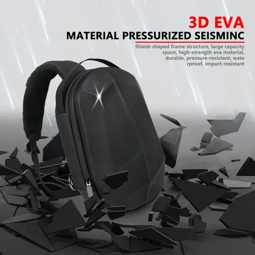 Miniatura 3 de Wzsipod Bolso cruzado de carcasa dura para hombre, mochila impermeable para mujer, mochila de pecho para senderismo casual con puerto de carga USB