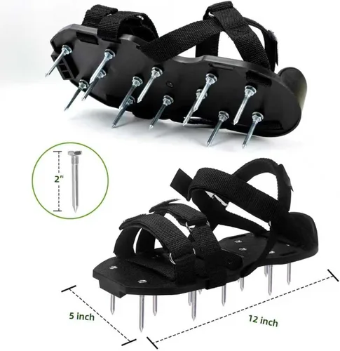 Miniatura 5 de Zapatos aireadores de césped premontados, zapatos resistentes con correas ajustables, herramientas de aireación de suelo para patio, jardín, incluye