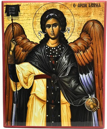 Miniatura 6 de Icono cristiano ortodoxo griego de madera San Arcángel Gabriel (4.5" x 6.5")